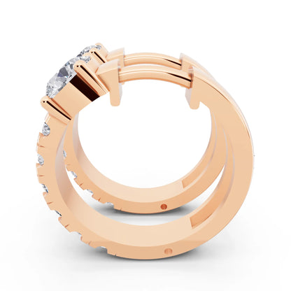 Rose Gold Round Lab Grown Diamond Charm Hoop Earrings, right side view
