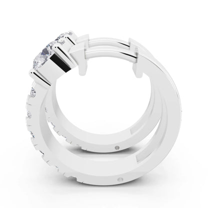 Round Lab Grown Diamond Charm Hoop Earrings, right side view