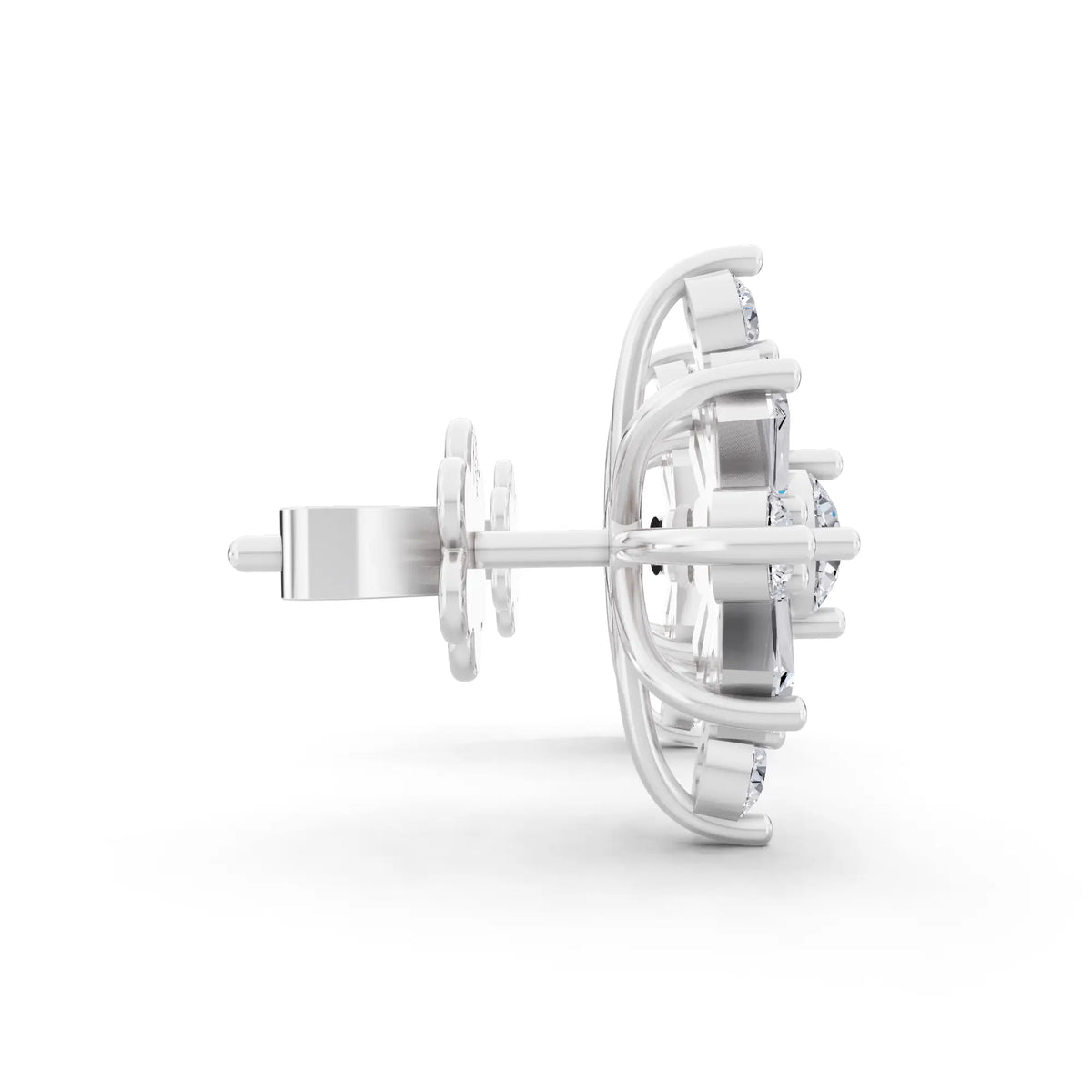 Lab Grown Diamond Cross Cluster Earrings, side view