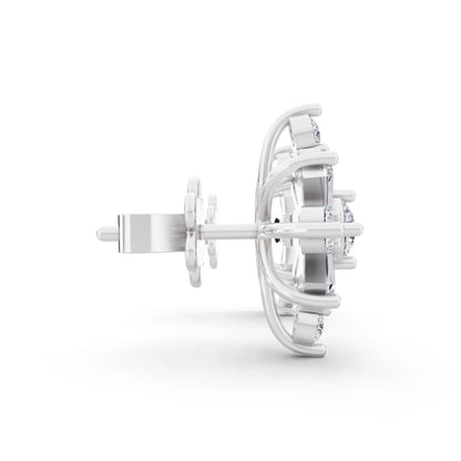 Lab Grown Diamond Cross Cluster Earrings, side view