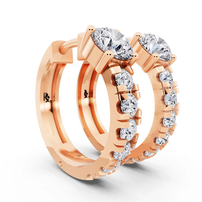 Rose Gold Round Lab Grown Diamond Charm Hoop Earrings, top view