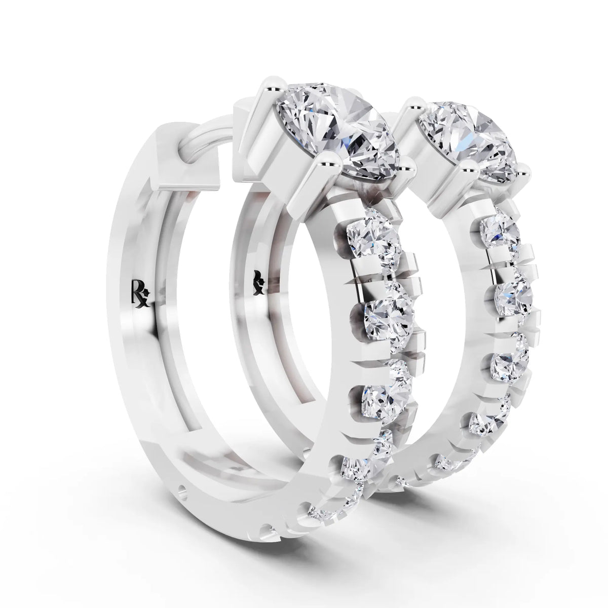 Round Lab Grown Diamond Charm Hoop Earrings, top view