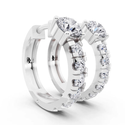Round Lab Grown Diamond Charm Hoop Earrings, top view