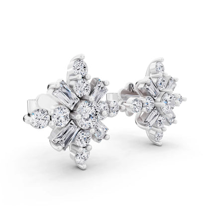 Lab Grown Diamond Cross Cluster Earrings, top view
