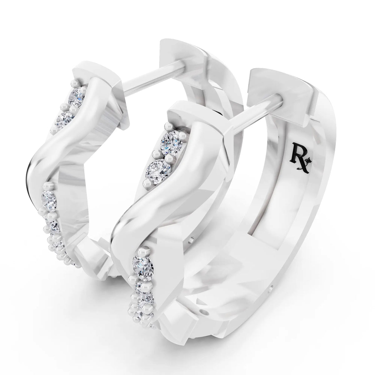 Round Lab Grown Diamond Huggie Hoop Earrings, campaign image