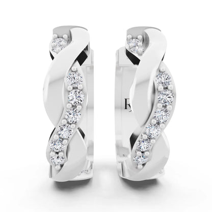 Round Lab Grown Diamond Huggie Hoop Earrings, front view