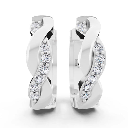 Round Lab Grown Diamond Huggie Hoop Earrings, front view