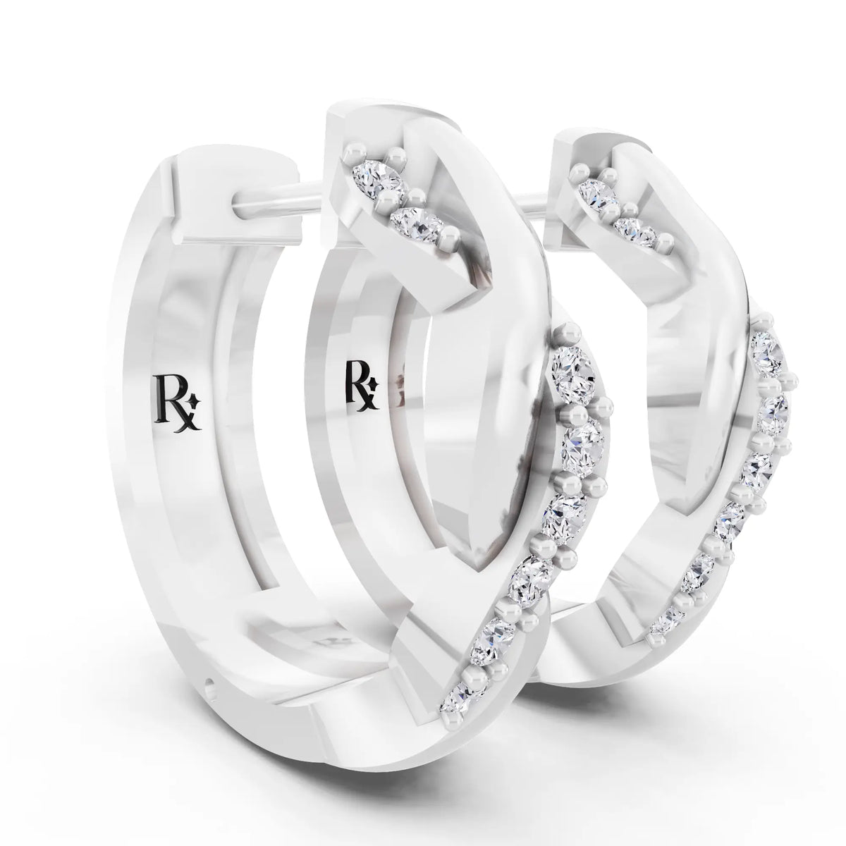 Round Lab Grown Diamond Huggie Hoop Earrings, top view