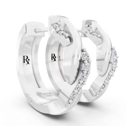 Round Lab Grown Diamond Huggie Hoop Earrings, top view