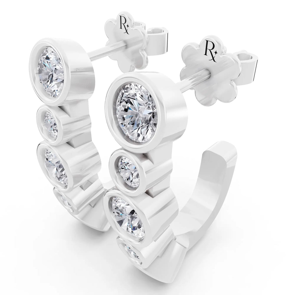 Lab Grown Diamond Pave Hoop Earrings with Charm Drop 23.5mm, campaign image