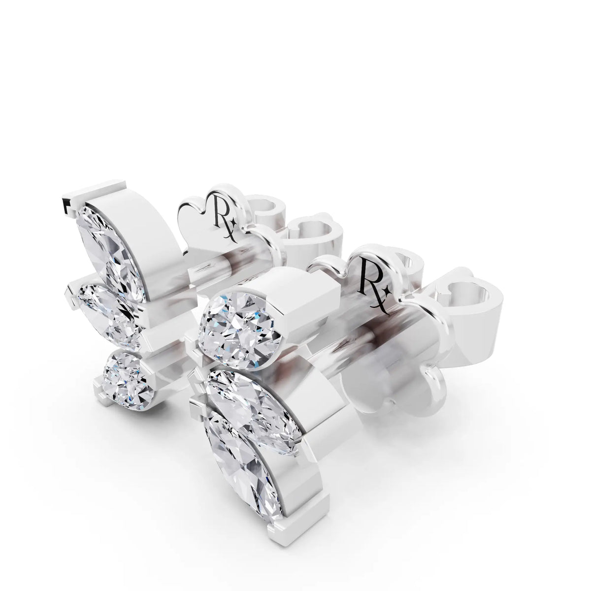 Lab Grown Diamond Marquise Three Stone Earrings, campaign image