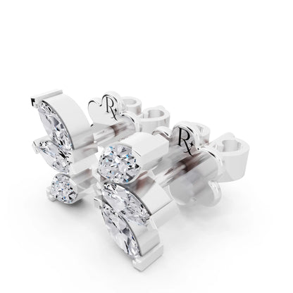Lab Grown Diamond Marquise Three Stone Earrings, campaign image