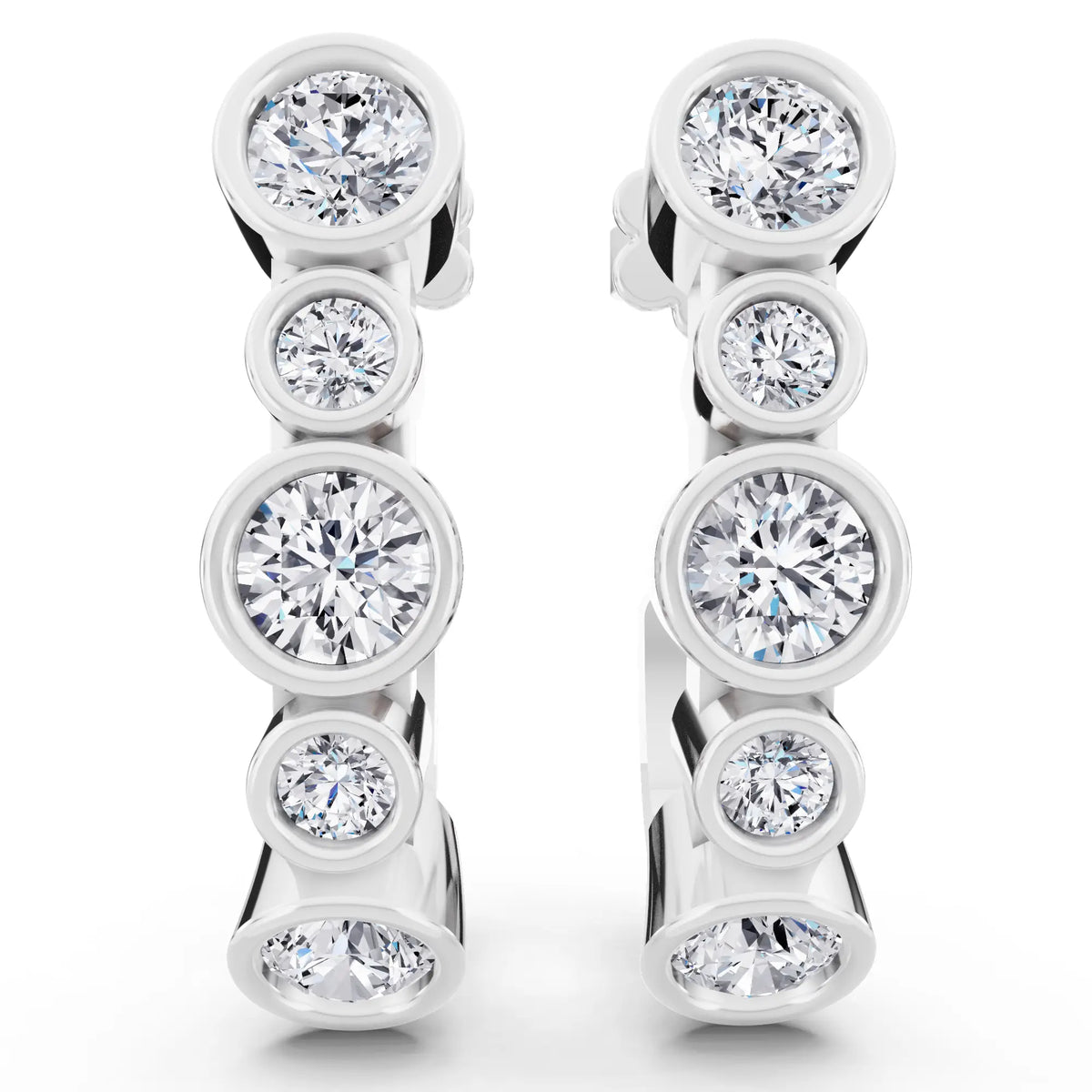 Lab Grown Diamond Pave Hoop Earrings with Charm Drop 23.5mm, front view