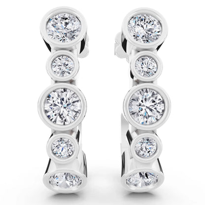 Lab Grown Diamond Pave Hoop Earrings with Charm Drop 23.5mm, front view