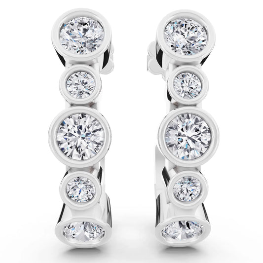 Lab Grown Diamond Pave Hoop Earrings with Charm Drop 23.5mm, front view
