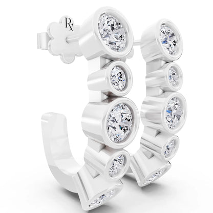 Lab Grown Diamond Pave Hoop Earrings with Charm Drop 23.5mm, top view