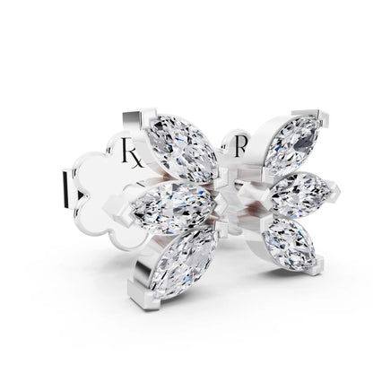 Lab Grown Diamond Marquise Three Stone Earrings, top view