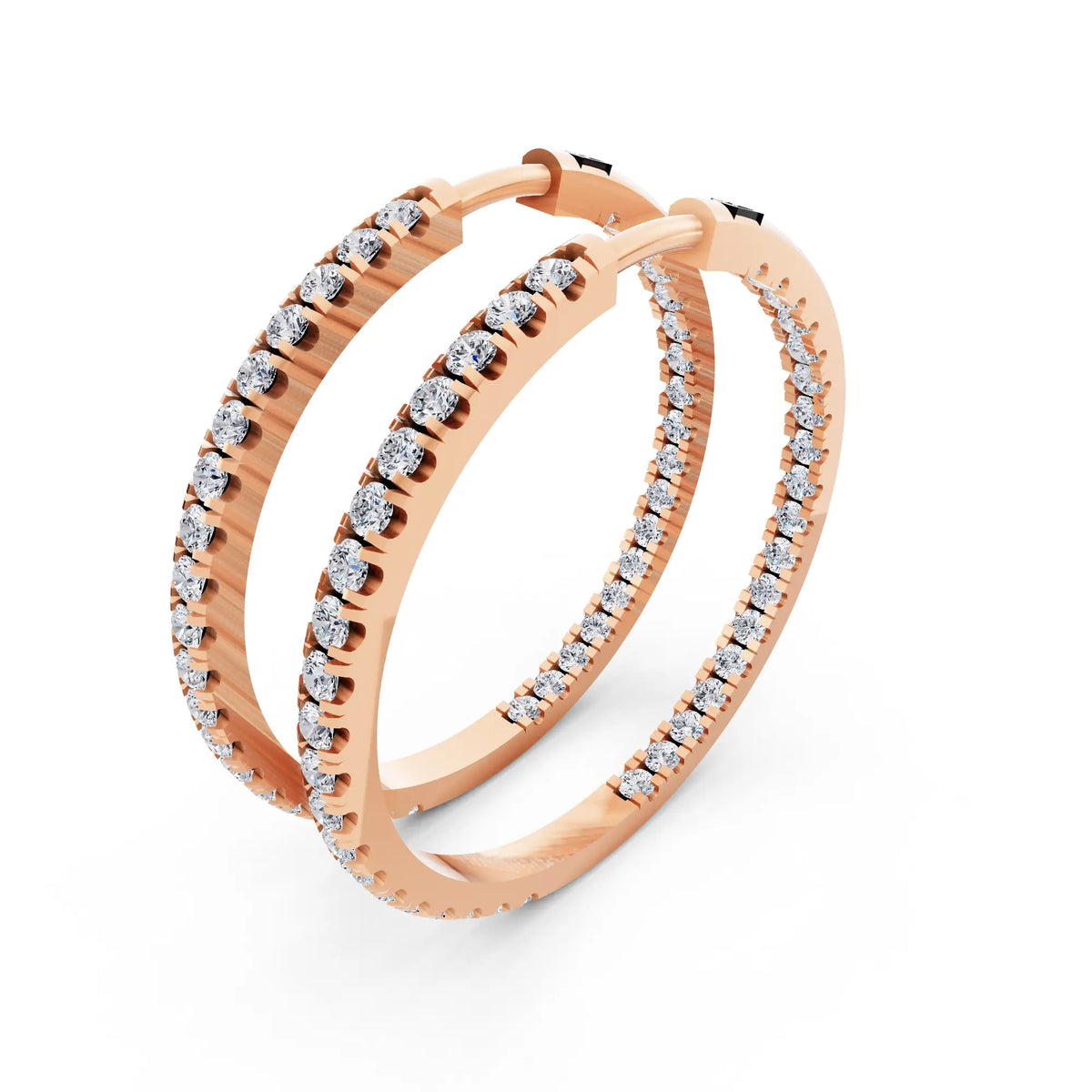 Rose Gold Pear Lab Grown Diamond Charm Hoop Earrings 19mm, campaign image