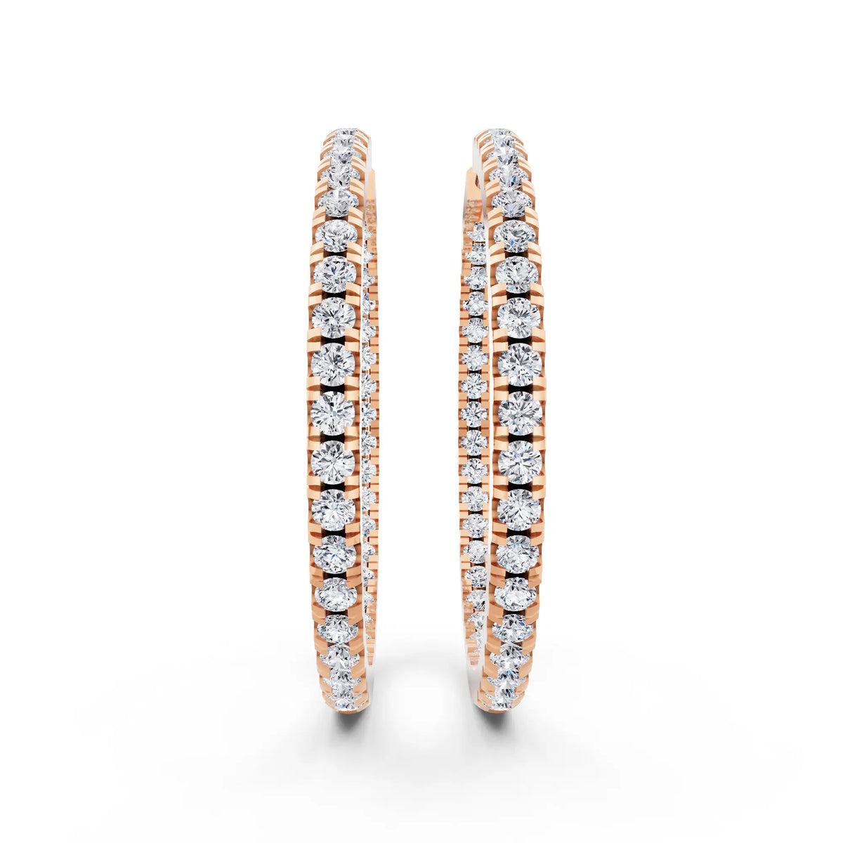 Rose Gold Pear Lab Grown Diamond Charm Hoop Earrings 19mm, front view