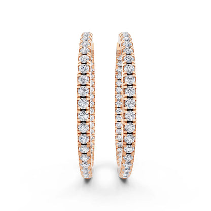 Rose Gold Pear Lab Grown Diamond Charm Hoop Earrings 19mm, front view