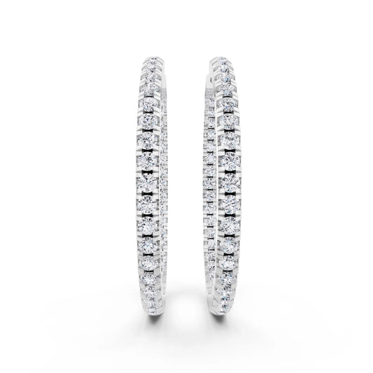 Pear Lab Grown Diamond Charm Hoop Earrings 19mm, front view