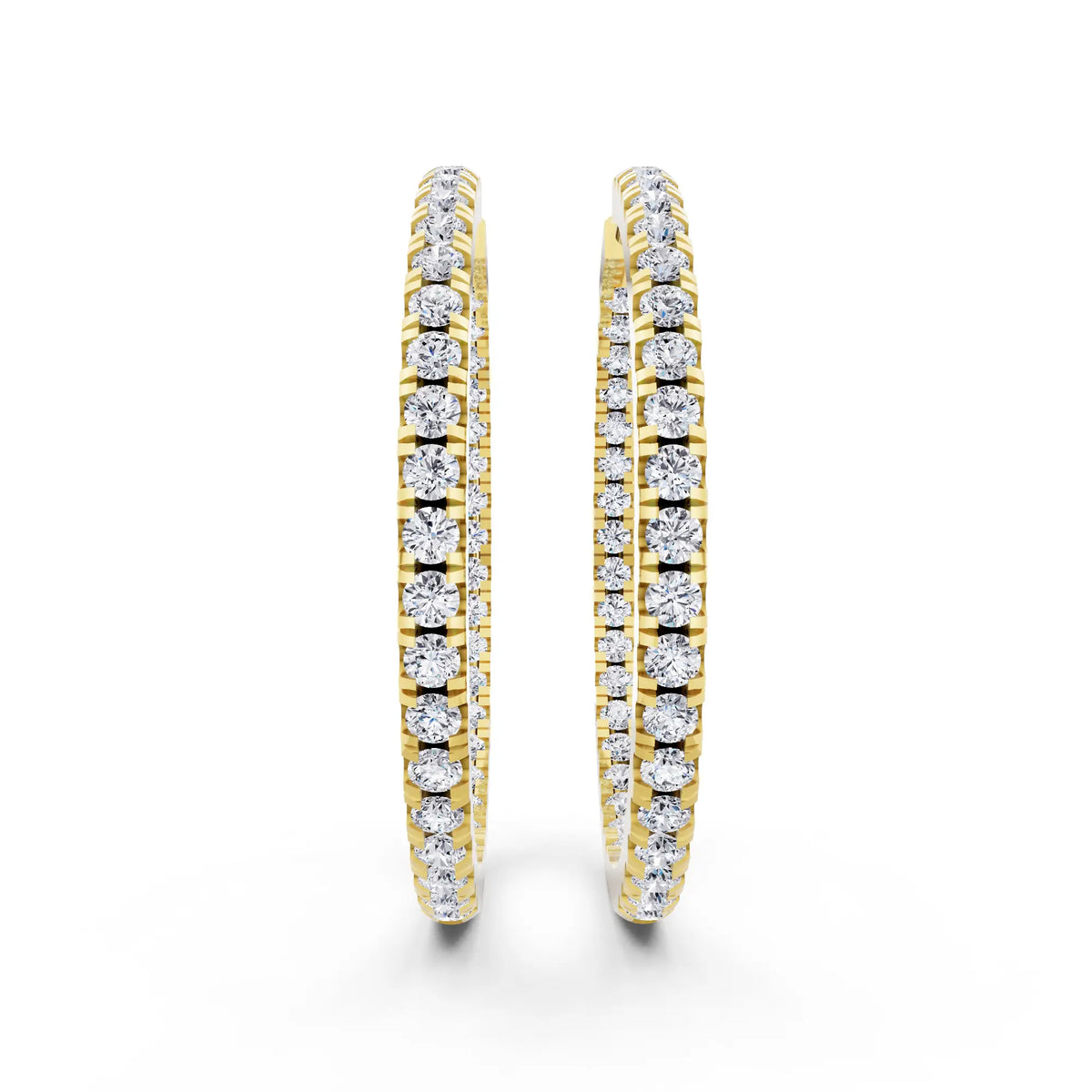 Yellow Gold Pear Lab Grown Diamond Charm Hoop Earrings 19mm, front view