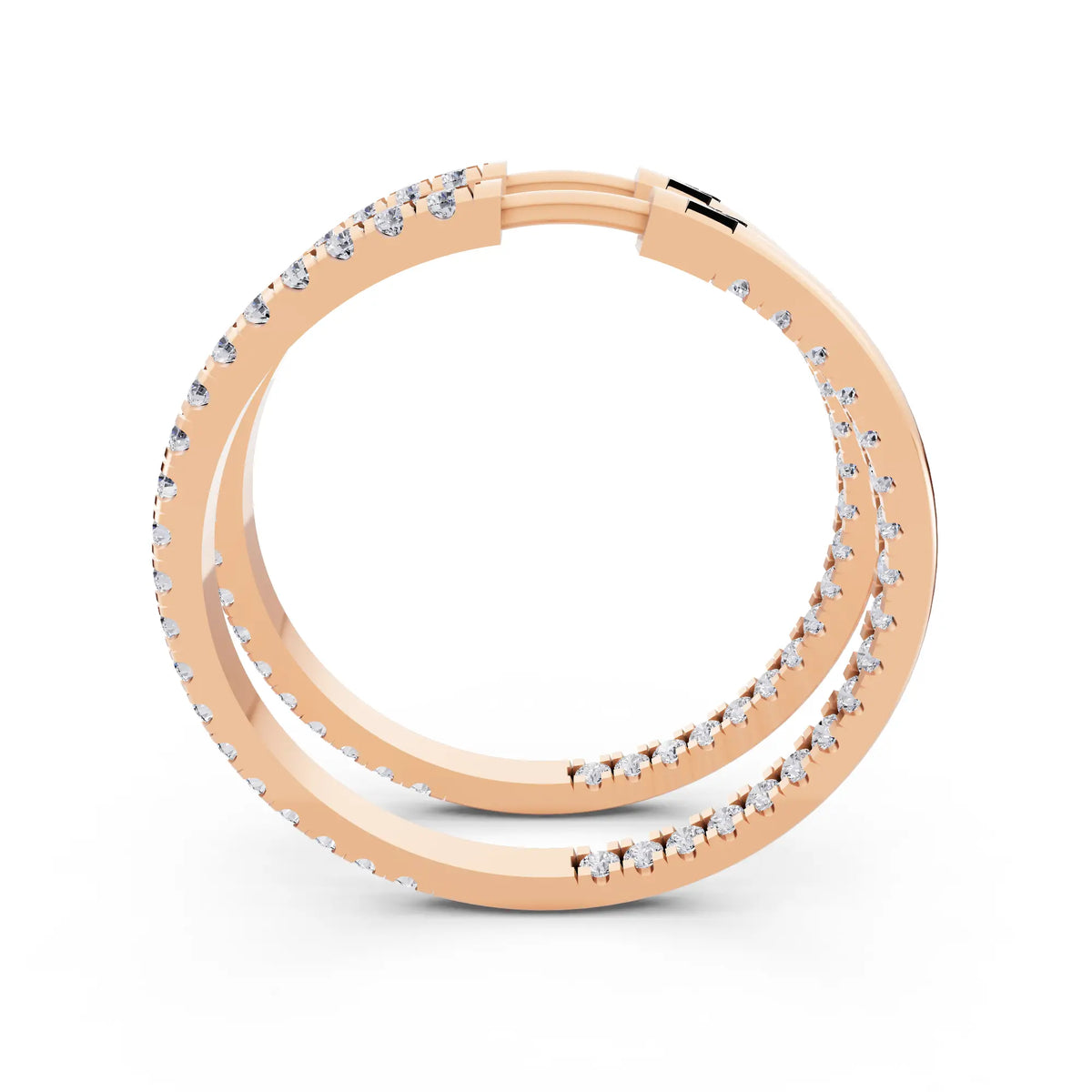 Rose Gold Pear Lab Grown Diamond Charm Hoop Earrings 19mm, right side view