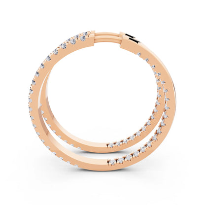 Rose Gold Pear Lab Grown Diamond Charm Hoop Earrings 19mm, right side view