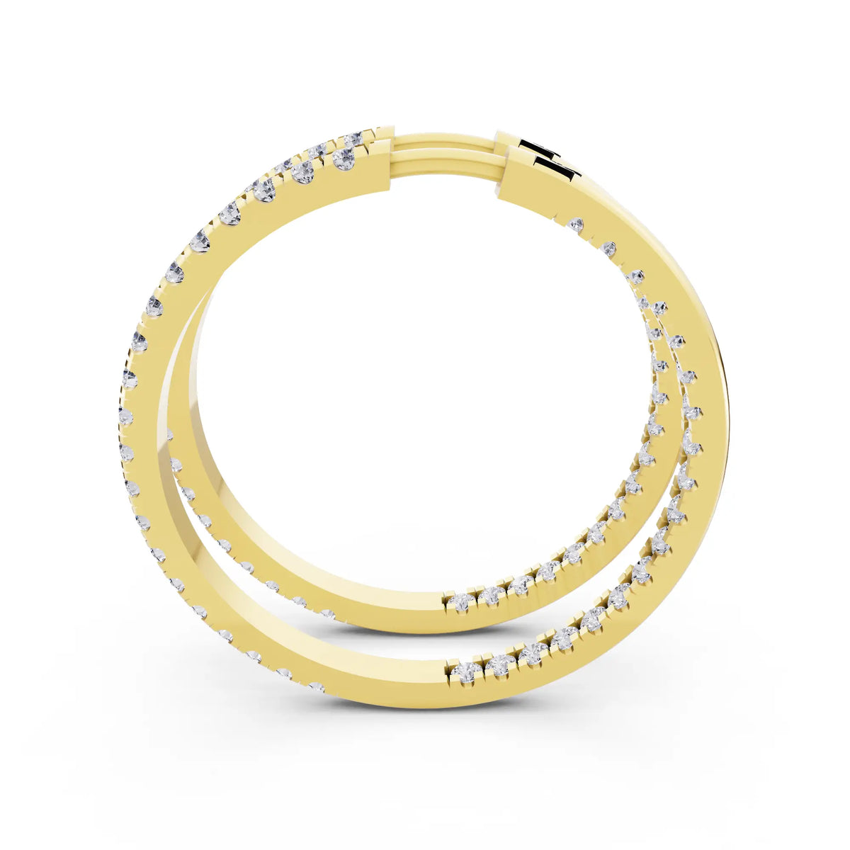 Yellow Gold Pear Lab Grown Diamond Charm Hoop Earrings 19mm, right side view