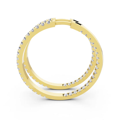 Yellow Gold Pear Lab Grown Diamond Charm Hoop Earrings 19mm, right side view