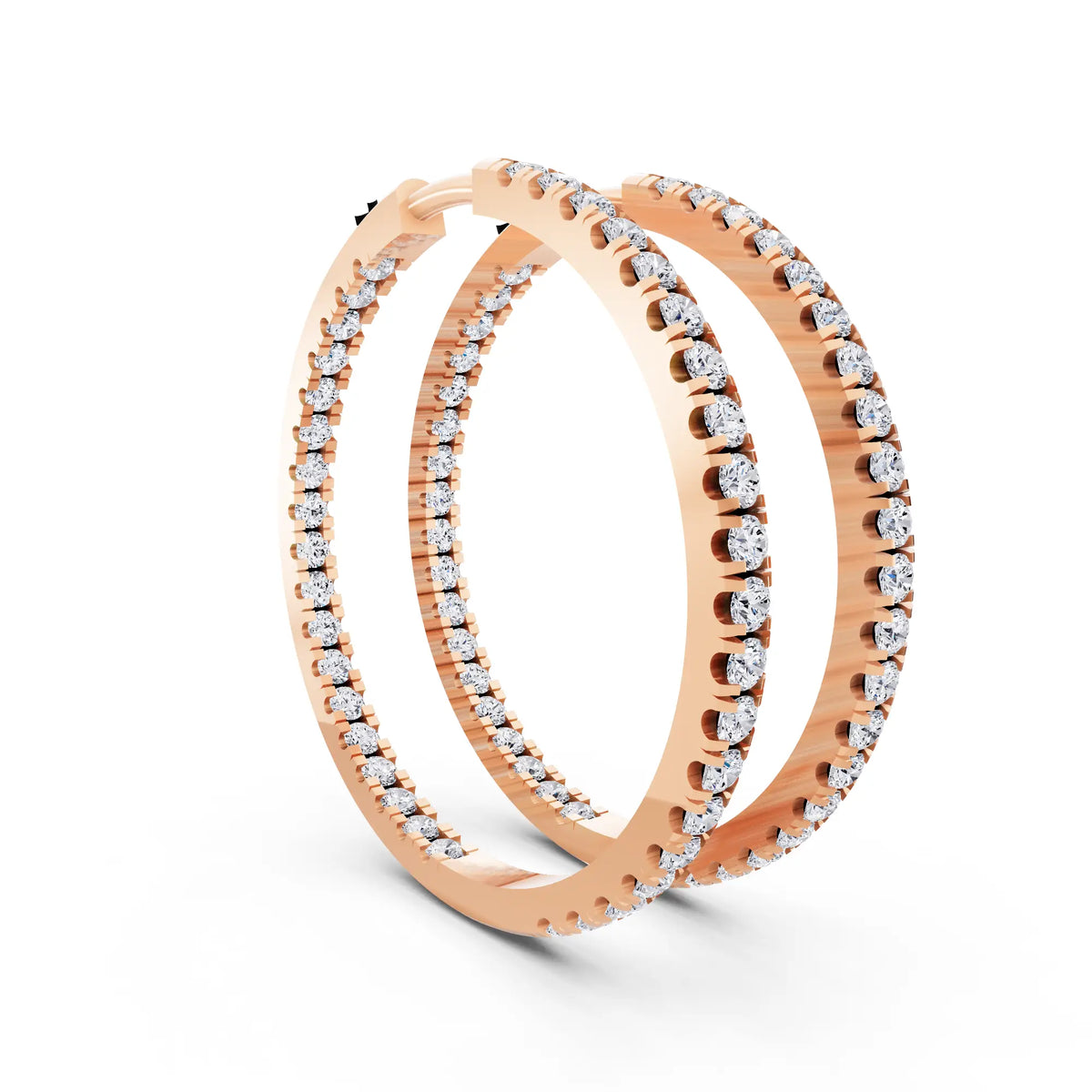 Rose Gold Pear Lab Grown Diamond Charm Hoop Earrings 19mm, top view