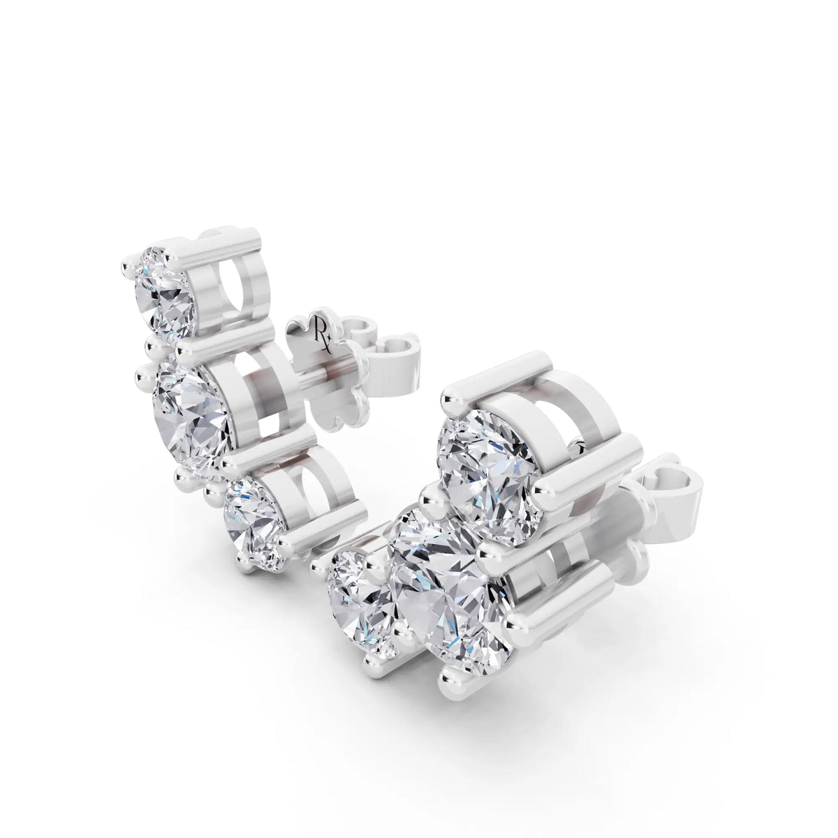Lab Grown Diamond Round Climber Earrings, campaign image