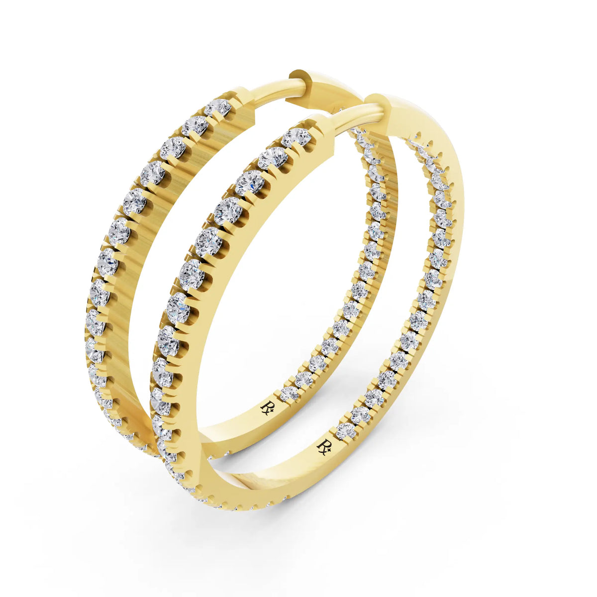 Yellow Gold Lab Grown Diamond Cluster Hoop Earrings, campaign image