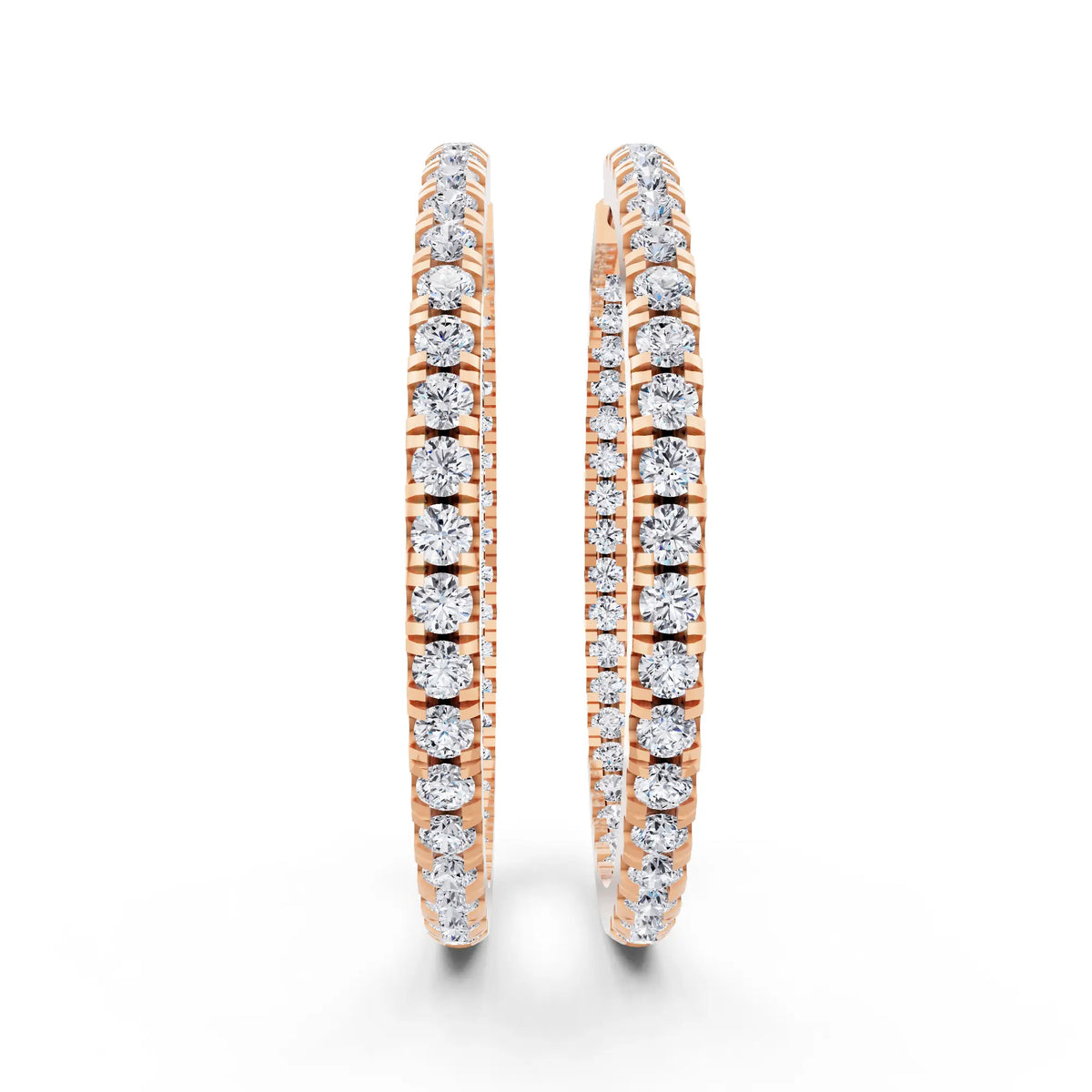 Rose Gold Lab Grown Diamond Cluster Hoop Earrings, front view