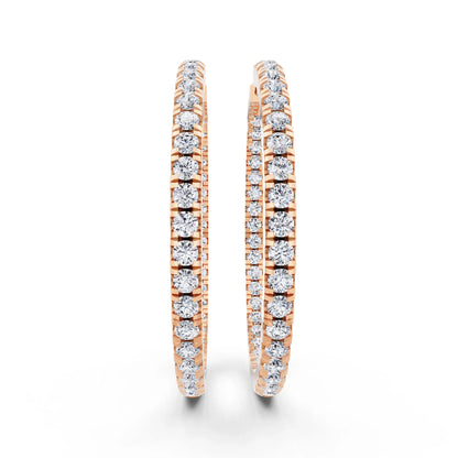 Rose Gold Lab Grown Diamond Cluster Hoop Earrings, front view
