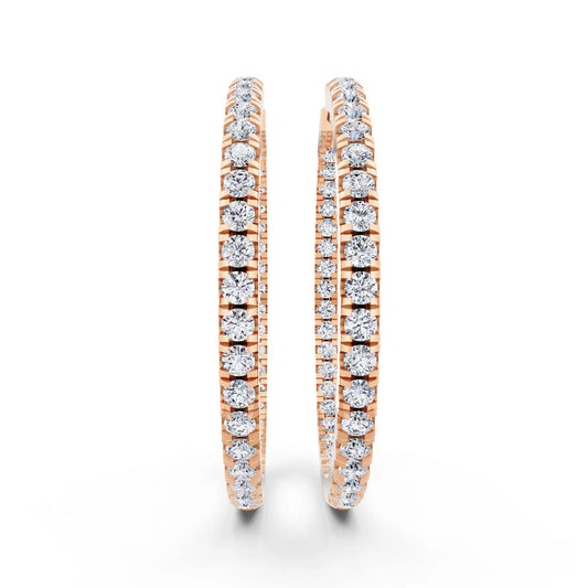 Rose Gold Lab Grown Diamond Cluster Hoop Earrings, front view