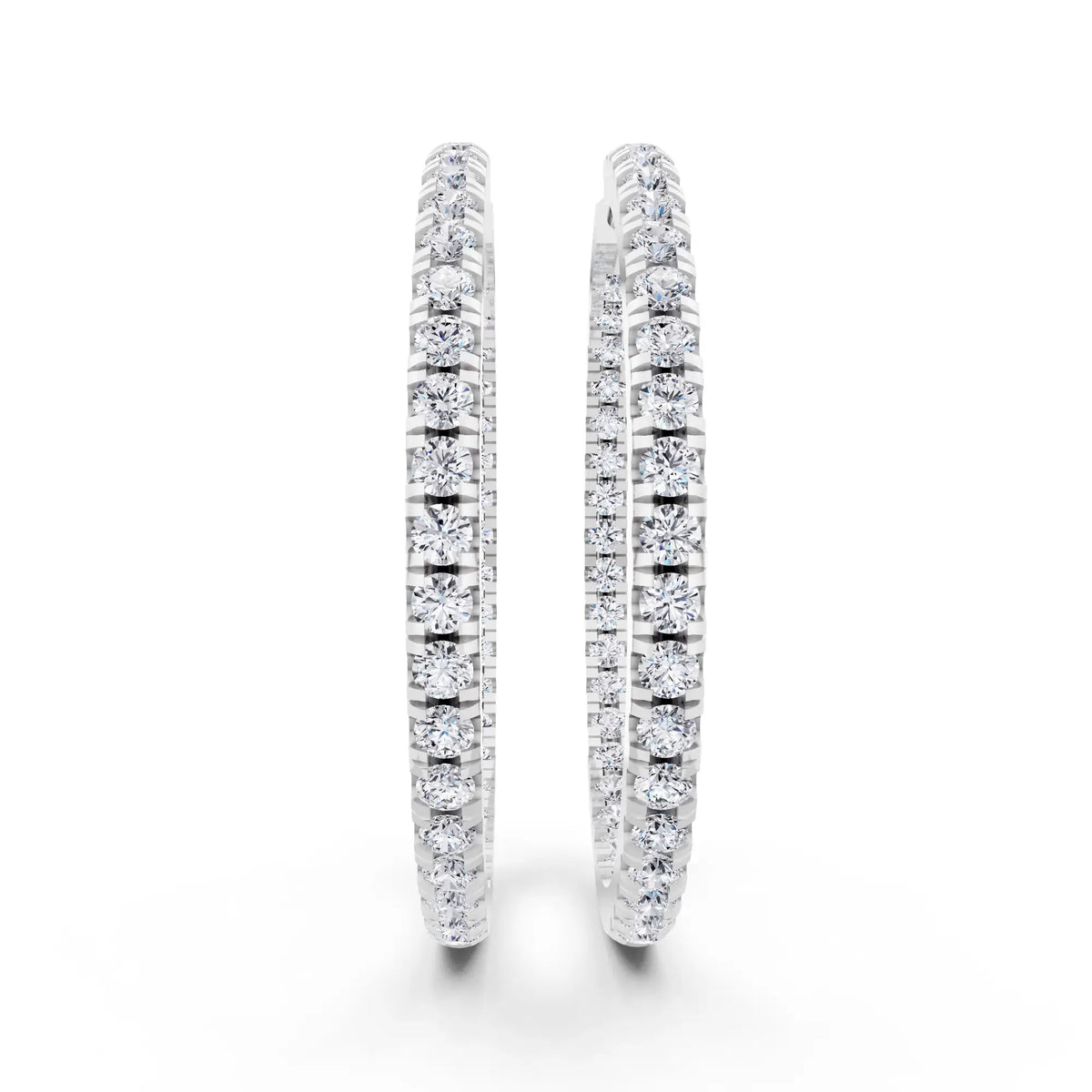 Lab Grown Diamond Cluster Hoop Earrings, front view