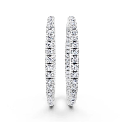 Lab Grown Diamond Cluster Hoop Earrings, front view