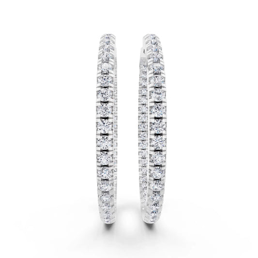 Lab Grown Diamond Cluster Hoop Earrings, front view