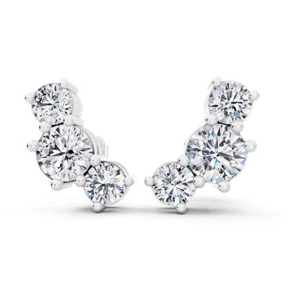 Lab Grown Diamond Round Climber Earrings, front view