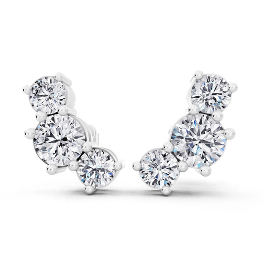 Lab Grown Diamond Round Climber Earrings, front view