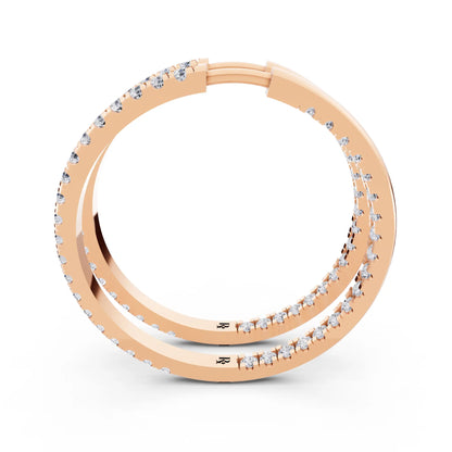 Rose Gold Lab Grown Diamond Cluster Hoop Earrings, right side view