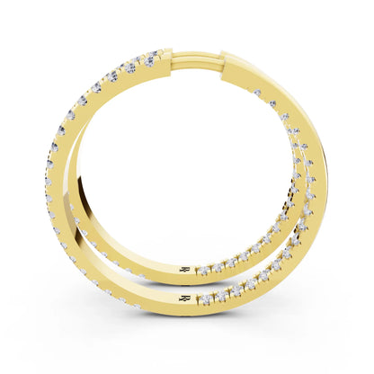 Yellow Gold Lab Grown Diamond Cluster Hoop Earrings, right side view