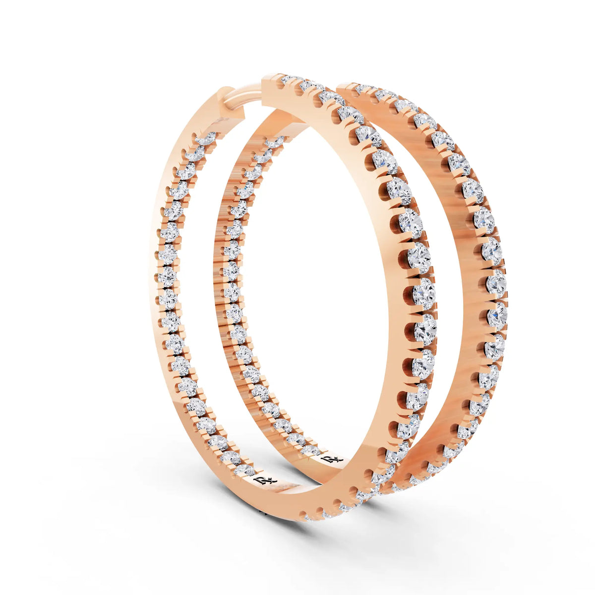 Rose Gold Lab Grown Diamond Cluster Hoop Earrings, top view