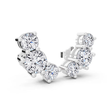 Lab Grown Diamond Round Climber Earrings, top view