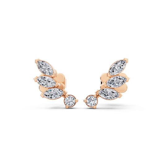 Rose Gold Lab Grown Diamond Mixed Climber Earrings, front view