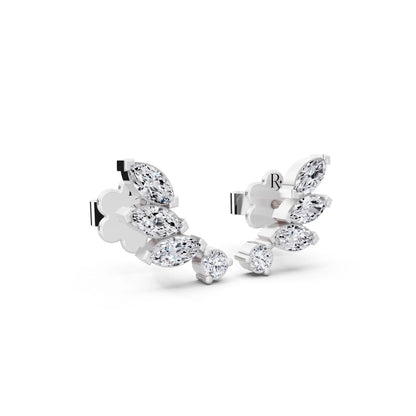 Lab Grown Diamond Mixed Climber Earrings, top view