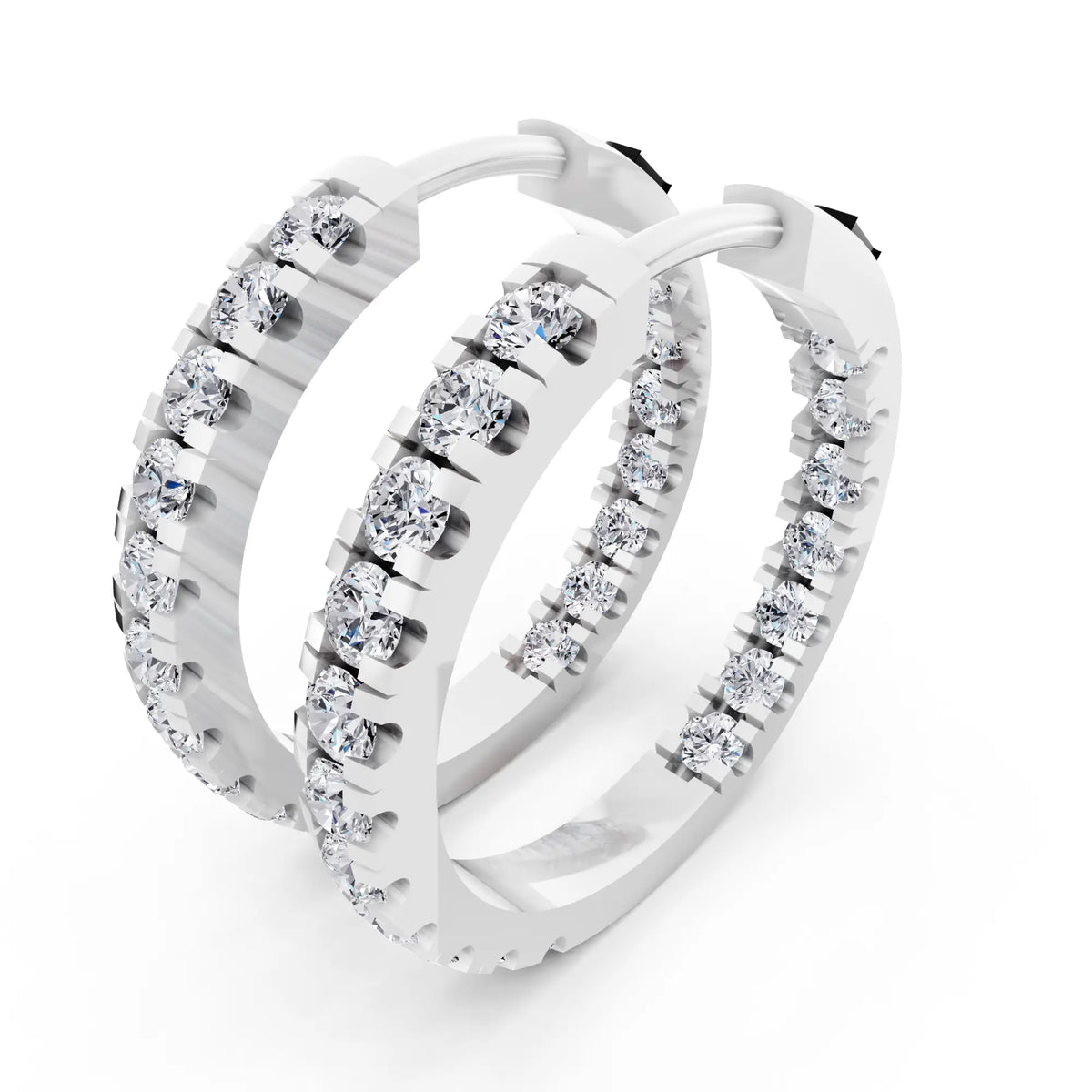 Pear Round Lab Grown Diamond Three-Stone Hoop Earrings, campaign image