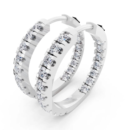 Pear Round Lab Grown Diamond Three-Stone Hoop Earrings, campaign image