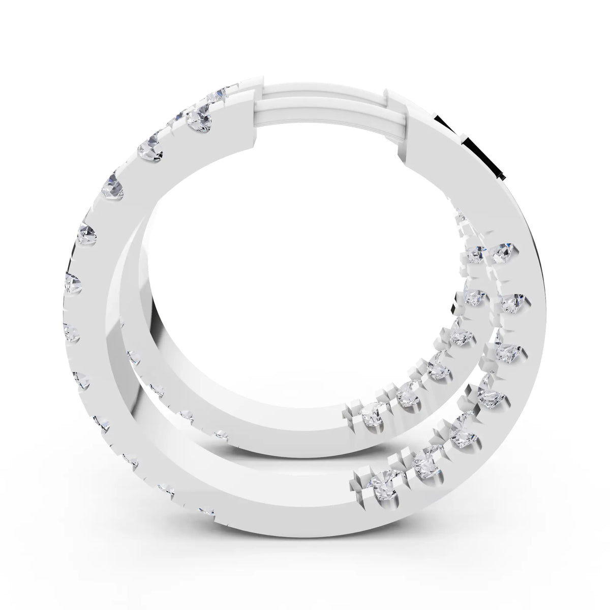 Pear Round Lab Grown Diamond Three-Stone Hoop Earrings, right side view